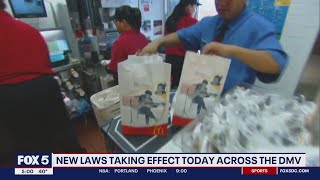 New DC area laws go into effect Jan 1 2024 minimum wage increases plastic bag bans health care [upl. by Letnahs]