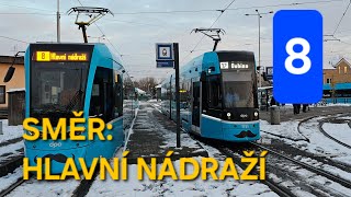 Ostravské tramvaje linka č 8 Poruba Vřesinská  Hlavní nádraží [upl. by Hanima]