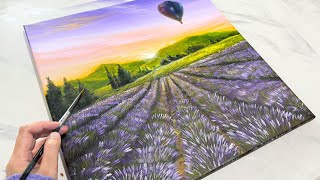 Acrylic Field of Lavender Painting Time Lapse [upl. by Elleiand]