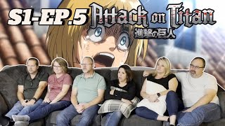 Is It That Obvious  Parents React Anime Haters  Attack on Titan 1x5 [upl. by Ggerg]