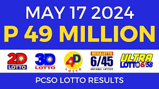 Lotto Result Today 9pm May 17 2024  Complete Details [upl. by Noyk571]