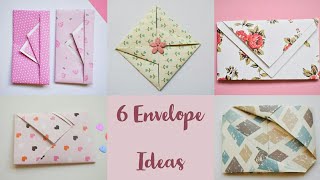 6 Easy Paper Envelopes  Folding Letter into Envelopes  Gift Envelope envelope [upl. by Assilaj345]