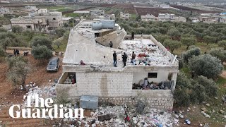 Aftermath of US raid on house of Islamic State leader shown in drone footage [upl. by Emyaj308]