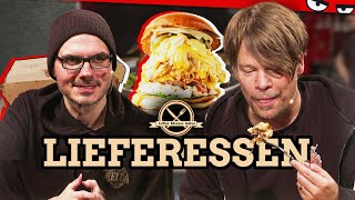 Schlabbi Burger amp JackfruchtChicken Der XXL LieferessenTest  Löffel Messer Gäbel [upl. by Kirkwood536]