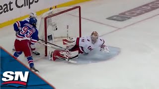 Antti Raanta Stretches Out To Deny Mika Zibanejad With Terrific Pad Save [upl. by Tnomed773]