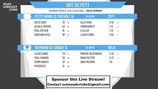 Outwood CC Sunday XI v Petts Wood CC Friendly XI [upl. by Oirramaj]