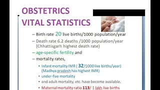 Obstetrics 010 Vital Statistics Birth Rate Infant Mortality Maternal Death Ratio Gynecology MMR IMR [upl. by Erdnua409]