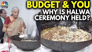 FM Nirmala Sitharaman Attends PreBudget Halwa Ceremony Whats the Tradition Find Out  N18V [upl. by Kenison]