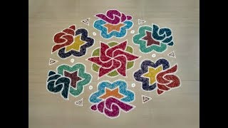 BEAUTIFUL SANGU KOLAM DESIGN WITH 19 TO 10 DOTSMargazhi kolam with dotsDesigns with dotsMuggulu [upl. by Oflodor]