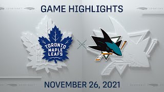 NHL Highlights  Maple Leafs vs Sharks  Nov 26 2021 [upl. by Fezoj]