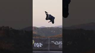 Tweaked out backside air on the mega ramp 🎥 skaterwithaboard [upl. by Bruns]