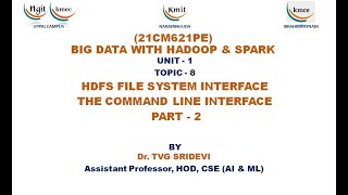 UNIT  1HDFS FILE SYSTEM INTERFACE THE COMMAND LINE INTERFACE PART  2 [upl. by Quitt613]