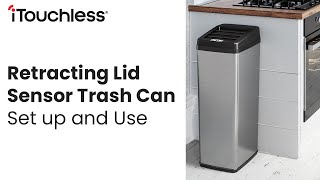 iTouchless Retracting Lid Sensor Trash Can Set Up and Use [upl. by Ladnik]