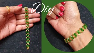 Green Bicone Bracelet💚 Beaded BraceletHow to make BraceletDIY jewelry beadingtutorial beginners [upl. by Amabil]