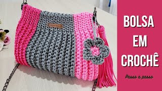 BOLSA DE CROCHÃŠ PERFEITA EM FIO NÃUTICO COM PONTO RELEVO E TASSEL [upl. by Bolt286]