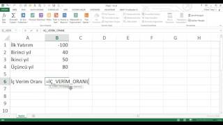 169 Finansal Fonksiyonlar İÇ VERİM ORANI [upl. by Isewk684]
