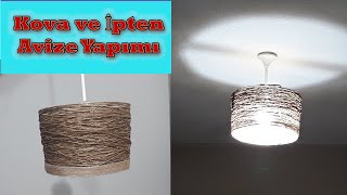 Ä°PTEN AVÄ°ZE YAPIMIYUVARLAK AVÄ°ZE NASIL YAPILIRKOVA VE Ä°PLE AVÄ°ZE YAPIMIHOW TO MAKE LAMPSHADEDIY [upl. by Tnilc]