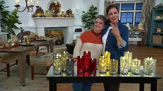 Set of 3 Illuminated Crackle Glass Candles by Valerie on QVC [upl. by Hnacogn]