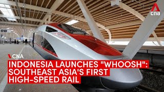 Indonesia launches highspeed railway first in Southeast Asia [upl. by Ecnadnac577]