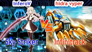 Sky Striker Vs Infinitrack  InferoV Vs hidra vyper  High Rated  Dueling Book [upl. by Bonns]