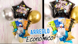 ARREGLO CON GLOBOS Y CHOCOLATES  REGALO ECONOMICO PARA CUMPLEAÑOS  BOUQUET CON GLOBOS Y DULCES [upl. by Helas]