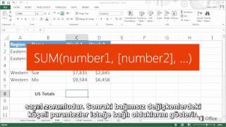 Excel 2013te Sayıları Toplama  Toplam İşlevi [upl. by Eojyllib]