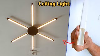 How to Make a Modern Style LED Ceiling Lamp from PVC Pipe Full Tutorial Ceiling Light Chandelier [upl. by Ytteb]