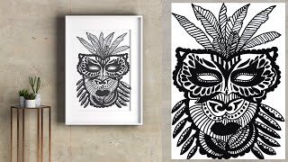 Intricate Tribal Mask Zentangle Art Full Drawing Process  Draw With Me [upl. by Eniksre]