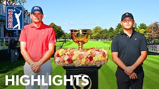 Keegan Bradley vs Si Woo Kim Day 4 Singles highlights from Presidents Cup  2024 [upl. by Akiwak]