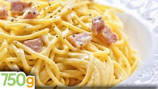 Recette des spaghetti carbonara  750g [upl. by Oiliruam18]