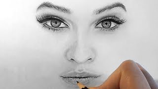 How to draw shade realistic eyes nose and lips with graphite pencils  Step by Step [upl. by Garv]