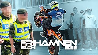 IT WAS A CRAZY CHAOTIC MEET 300 RIDERS vs Police  Frihamnen 2022  BLDH [upl. by Alcine]