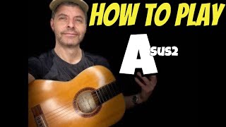 How to play an Asus2  A Suspended 2nd chord on guitar [upl. by Airotnes]