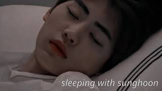 asmr  sunghoon holds you as you sleep on his chest breathing heartbeat kisses rain [upl. by Llednahs126]