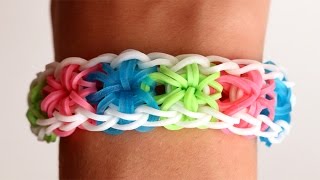 Rainbow Loom English  STARBURST  Loom Bands easy how to DIY [upl. by Brahear305]