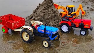 Muddy Mahindra Tracktor And JCB Bacchoe Trolly Loading  Ajju Toys [upl. by Ainoz]