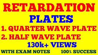 RETARDATION PLATES  QUARTER WAVE PLATE  HALF WAVE PLATE  WITH EXAM NOTES [upl. by Julee]