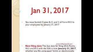 W2 Tax Form Filing Deadline in 2017 [upl. by Xanthus]