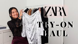 ZARA HOLIDAY TRY ON HAUL 2023  SEQUIN AND SATINS [upl. by Hemminger]