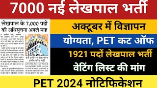 Lekhpal New Vacancy  UPSSSC  PET 2024 Notification  Lower PCS  ANM New Bharti  UPSSSC Waiting [upl. by Ynaffital]