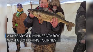 13yearold angler wins Brainerd ice fishing contest [upl. by Deirdre]