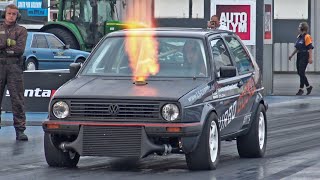 Turbo Gockel 1000HP VR6 Golf Mk2 at Santa Pod Raceway [upl. by Narcissus769]