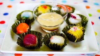 Temarizushi Cupcakes and Soy Sauce Foam Espuma 手毬寿司 カップケーキ 泡醤油 エスプーマ [upl. by Cassy]