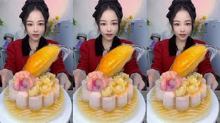 ASMR Eating BroadcastMango flavored goldfish shaped iceEat ice [upl. by Publia]