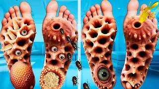 ASMR Foot Treatment Animation Deep Cleaning and Infestation Removal [upl. by Howes]