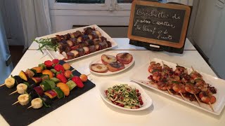 Recette pour Barbecue Brochettes de Grosses Crevettes Brochettes de Boeuf Brochette de fruits [upl. by Hselin]