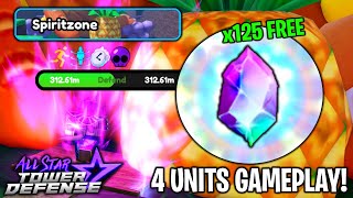 Solo New Raid SpiritZone x125 FREE Stardust  4 Units Gameplay  All Star Tower Defense Roblox [upl. by Eelta]