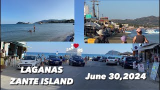 Laganas Zante Island  June 302024  Before month end almost 7pm still hot and beautiful [upl. by Htaras]