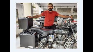 Royal Enfield Panniers Installation and review Modification Vlogv Telugu Motovlogger [upl. by Griselda633]