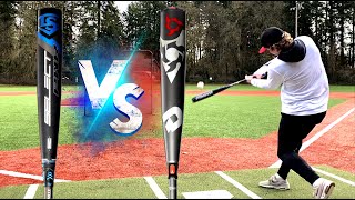 SELECT PWR vs VOODOO  2Piece Alloy Showdown  Louisville amp DeMarini BBCOR Baseball Bat Review [upl. by Crespi904]